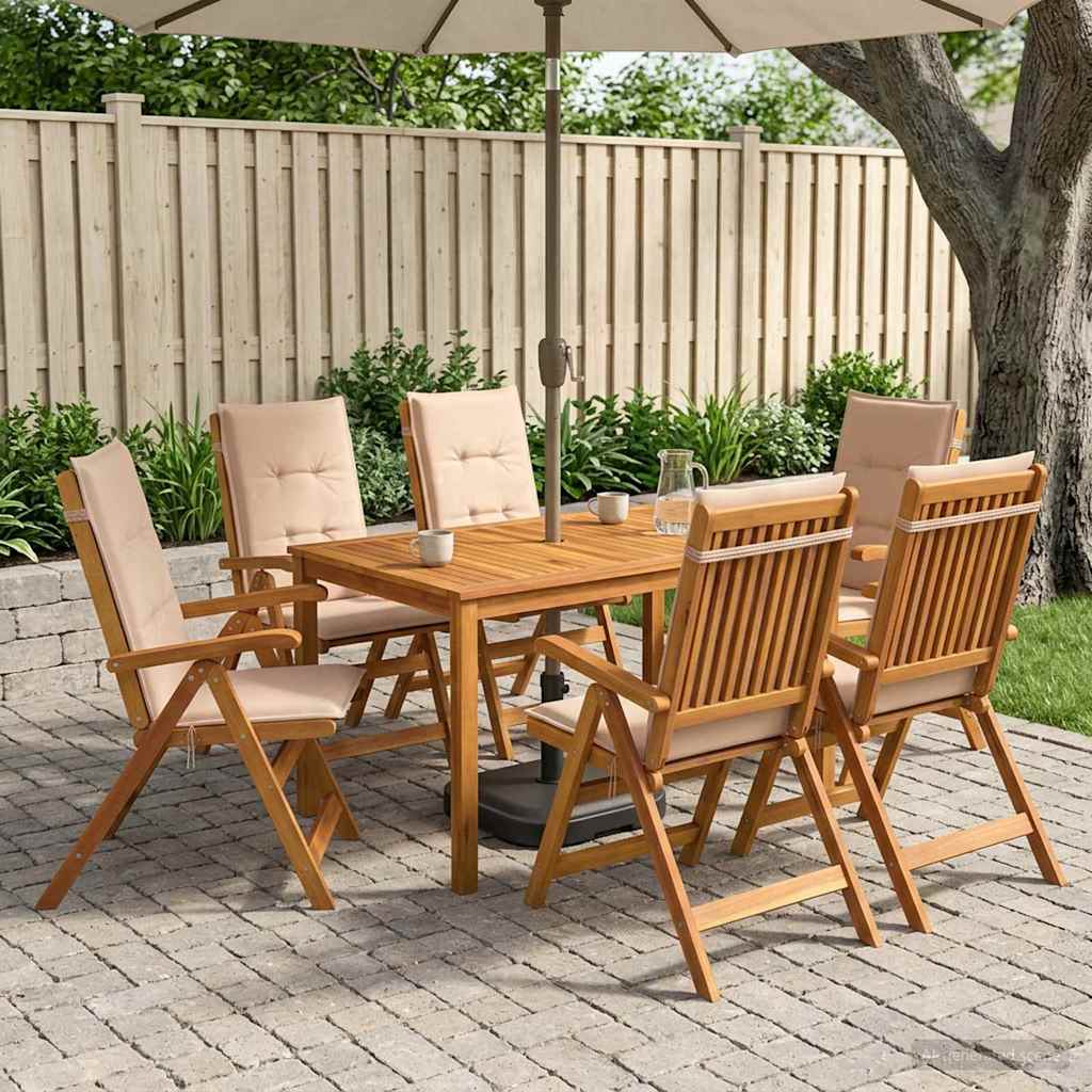vidaXL 7-Piece Garden Dining Set Natural Solid Acacia Wood
