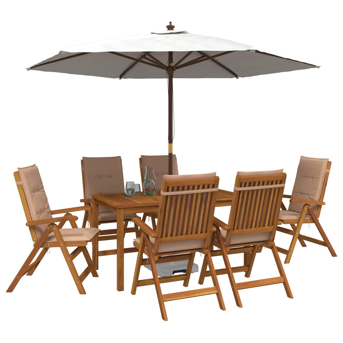 vidaXL 7-Piece Garden Dining Set Natural Solid Acacia Wood