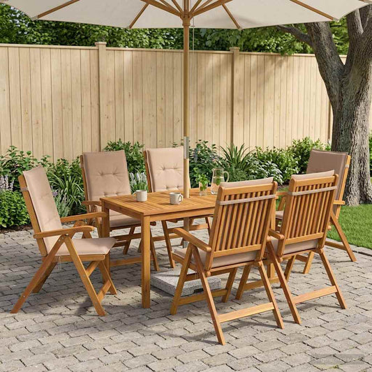 vidaXL 7-Piece Garden Dining Set Natural Solid Acacia Wood