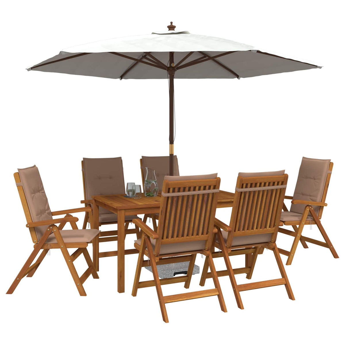 vidaXL 7-Piece Garden Dining Set Natural Solid Acacia Wood