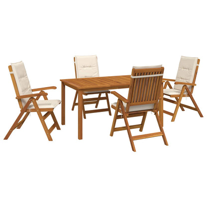 vidaXL 5-Piece Garden Dining Set Natural Solid Acacia Wood