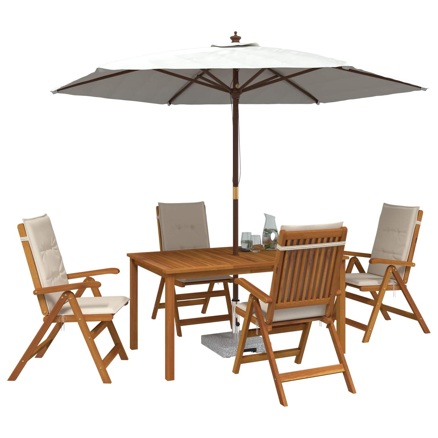 vidaXL 5-Piece Garden Dining Set Natural Solid Acacia Wood