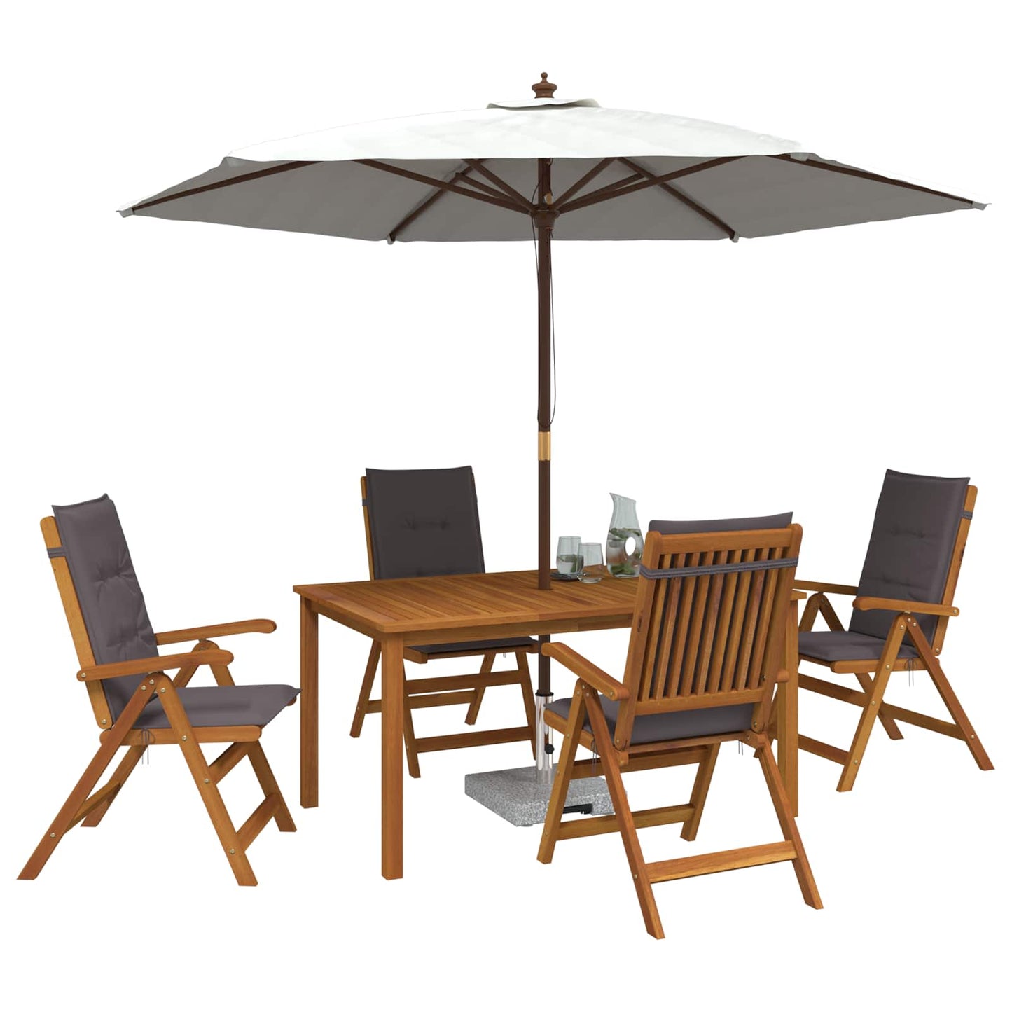 vidaXL 5-Piece Garden Dining Set Natural Solid Acacia Wood