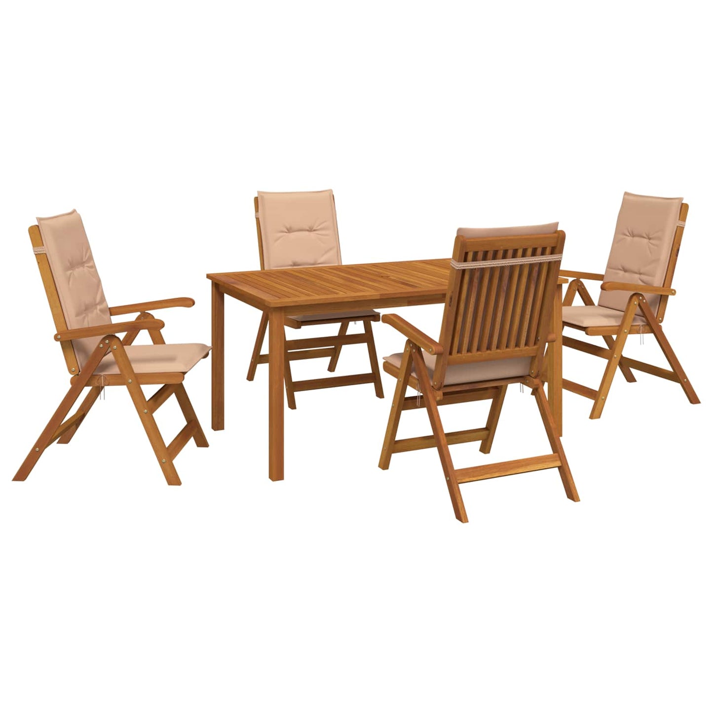 vidaXL 5-Piece Garden Dining Set Natural Solid Acacia Wood