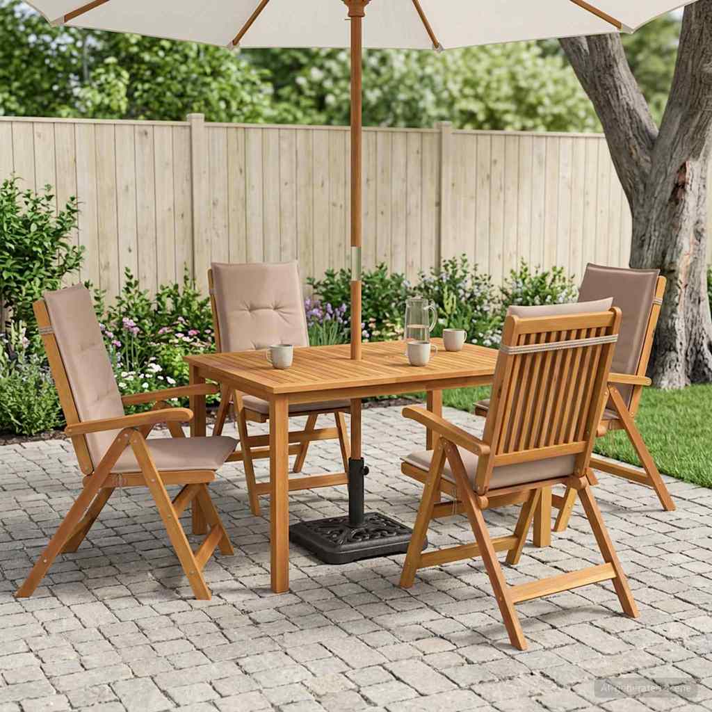 vidaXL 5-Piece Garden Dining Set Natural Solid Acacia Wood