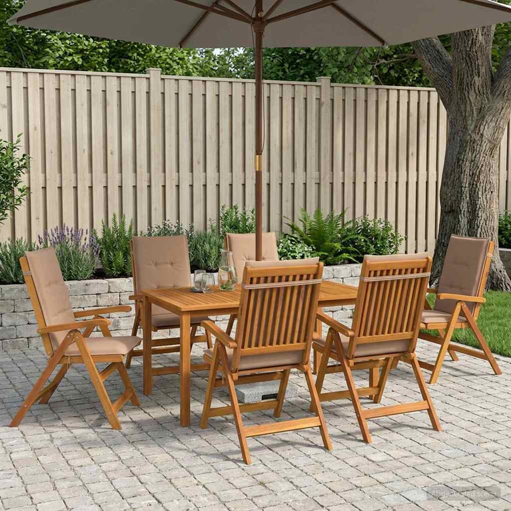 vidaXL 7-Piece Garden Dining Set Natural Solid Acacia Wood