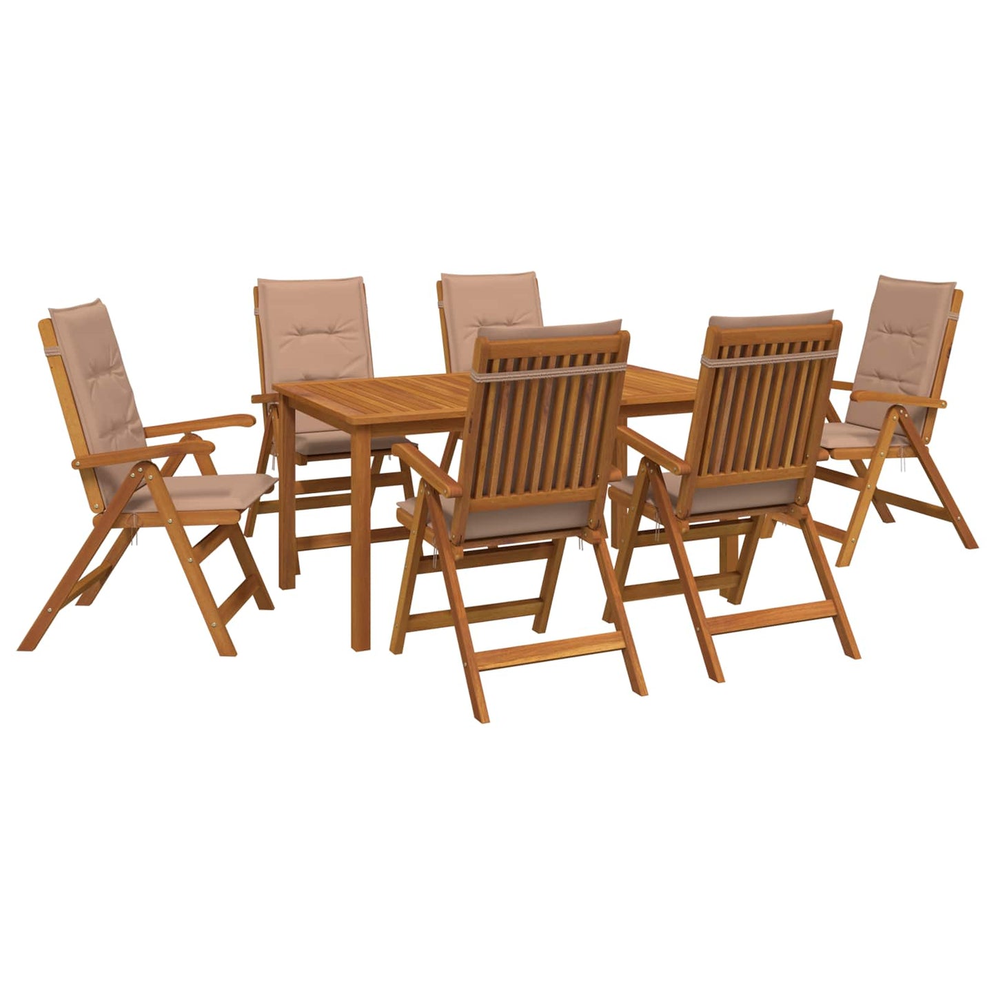 vidaXL 7-Piece Garden Dining Set Natural Solid Acacia Wood