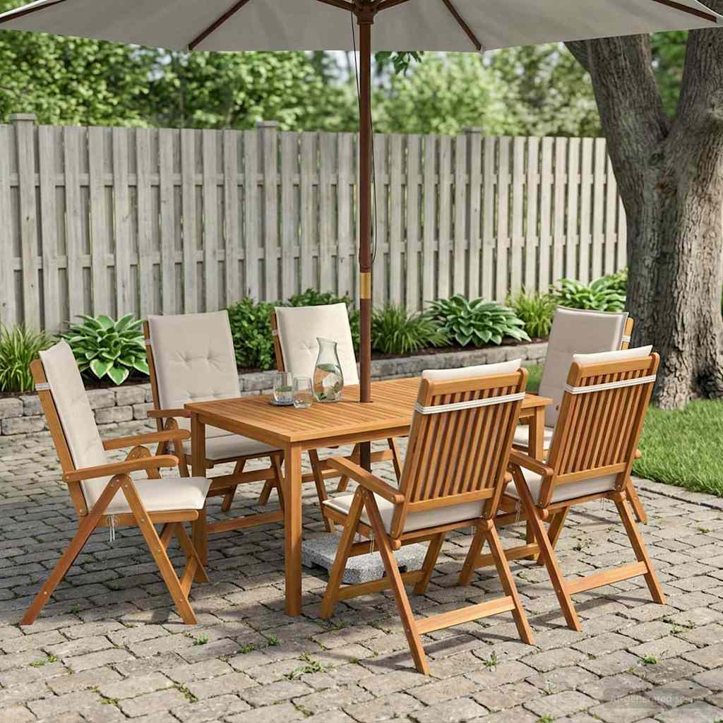 vidaXL 7-Piece Garden Dining Set Natural Solid Acacia Wood