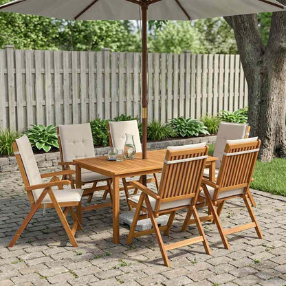 vidaXL 7-Piece Garden Dining Set Natural Solid Acacia Wood