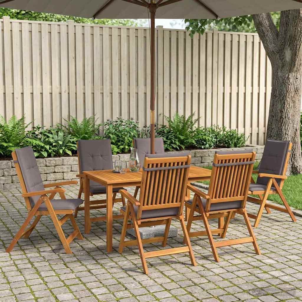 vidaXL 7-Piece Garden Dining Set Natural Solid Acacia Wood