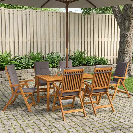 vidaXL 7-Piece Garden Dining Set Natural Solid Acacia Wood
