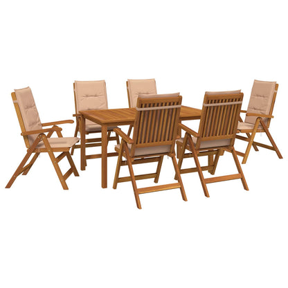 vidaXL 7-Piece Garden Dining Set Natural Solid Acacia Wood