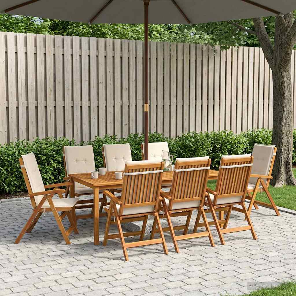 vidaXL 9-Piece Garden Dining Set Natural Solid Acacia Wood