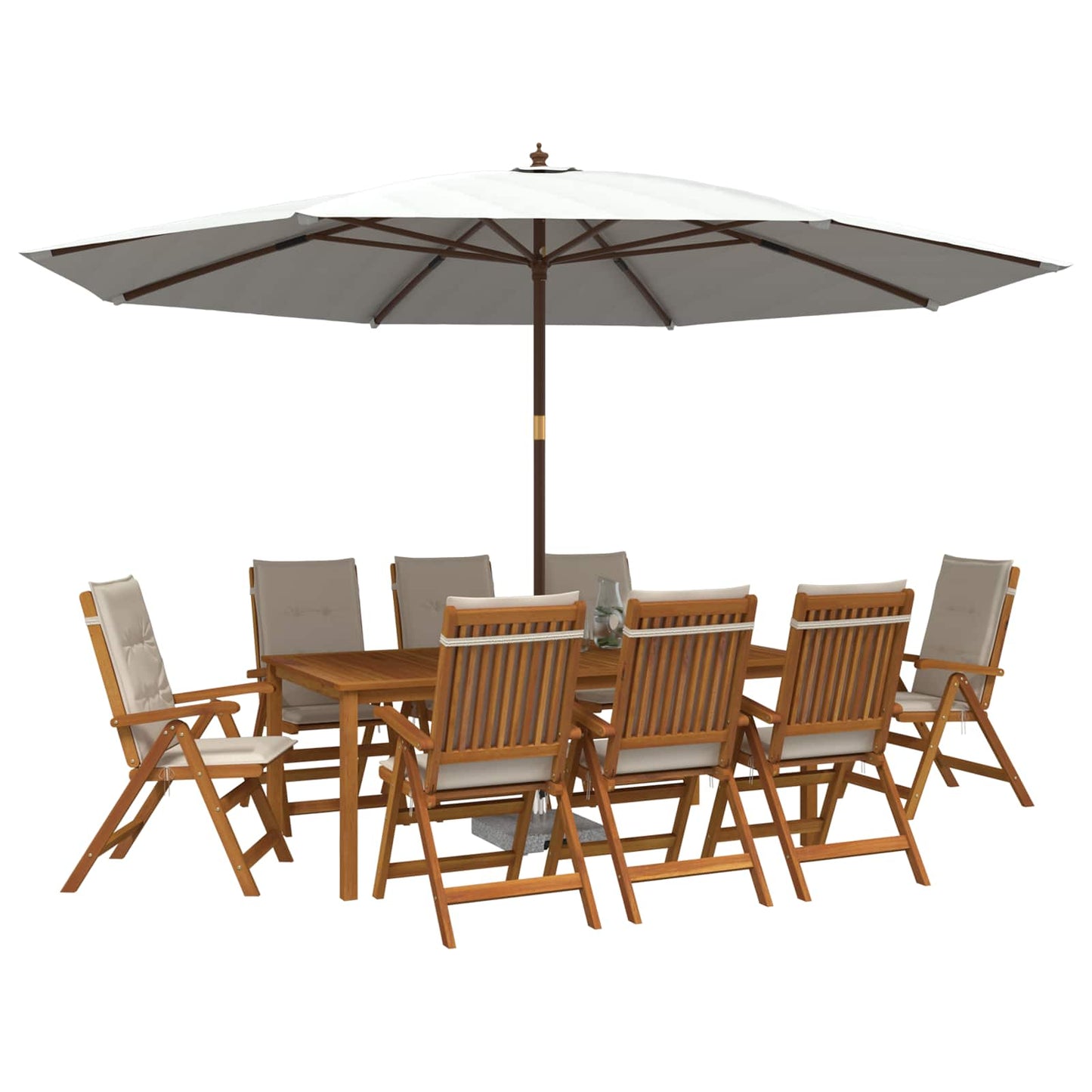 vidaXL 9-Piece Garden Dining Set Natural Solid Acacia Wood