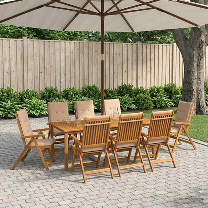 vidaXL 9-Piece Garden Dining Set Natural Solid Acacia Wood