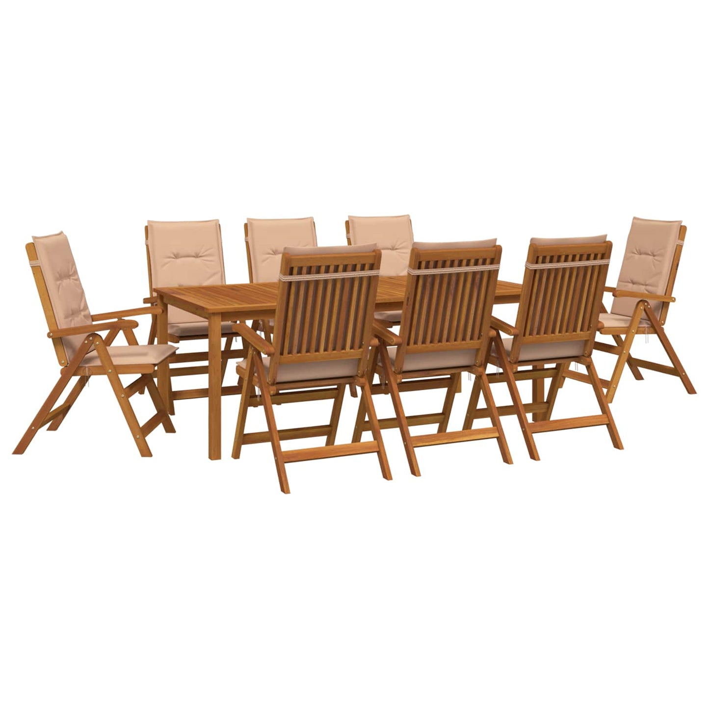 vidaXL 9-Piece Garden Dining Set Natural Solid Acacia Wood