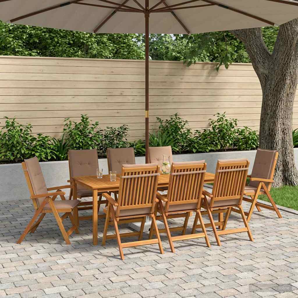 vidaXL 9-Piece Garden Dining Set Natural Solid Acacia Wood
