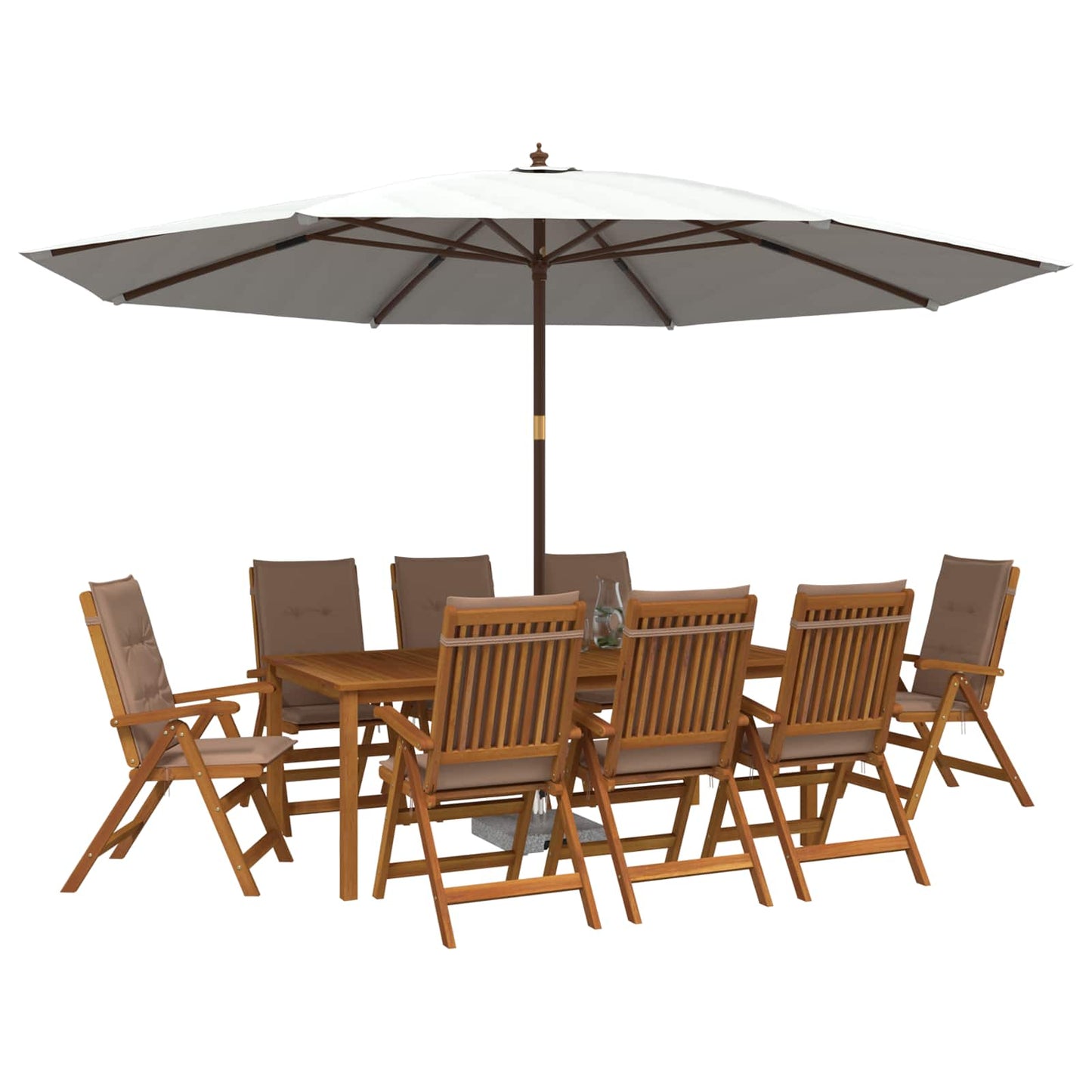 vidaXL 9-Piece Garden Dining Set Natural Solid Acacia Wood