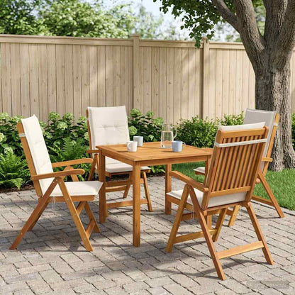 vidaXL 5-Piece Garden Dining Set 4-Seaters Cream Solid Acacia Wood