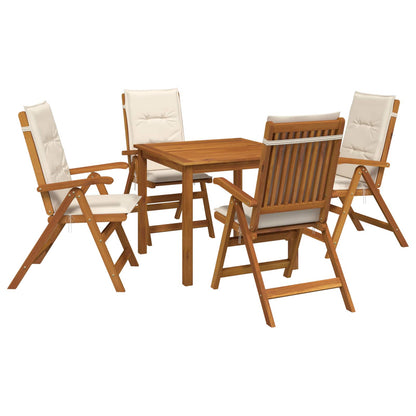 vidaXL 5-Piece Garden Dining Set 4-Seaters Cream Solid Acacia Wood