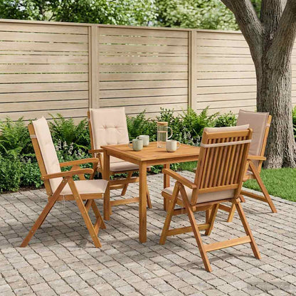 vidaXL 5-Piece Garden Dining Set 4-Seaters Beige Solid Acacia Wood