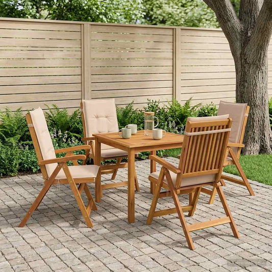 vidaXL 5-Piece Garden Dining Set 4-Seaters Beige Solid Acacia Wood