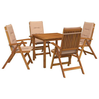 vidaXL 5-Piece Garden Dining Set 4-Seaters Beige Solid Acacia Wood