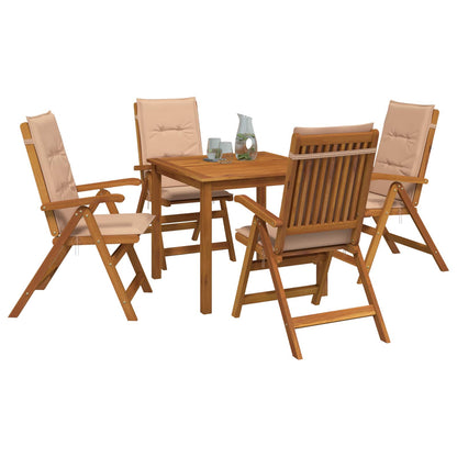 vidaXL 5-Piece Garden Dining Set 4-Seaters Beige Solid Acacia Wood