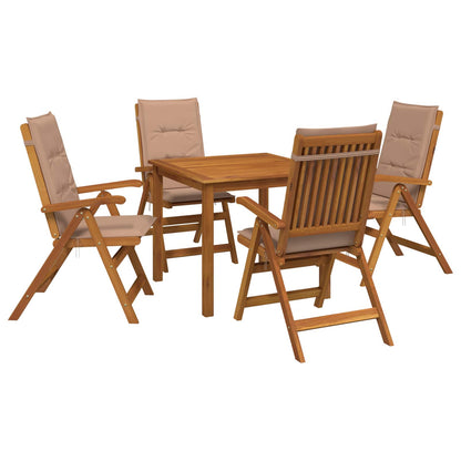 vidaXL 5-Piece Garden Dining Set 4-Seaters Taupe Solid Acacia Wood