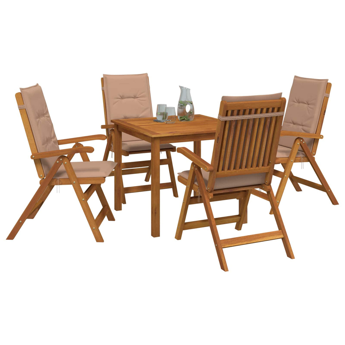 vidaXL 5-Piece Garden Dining Set 4-Seaters Taupe Solid Acacia Wood