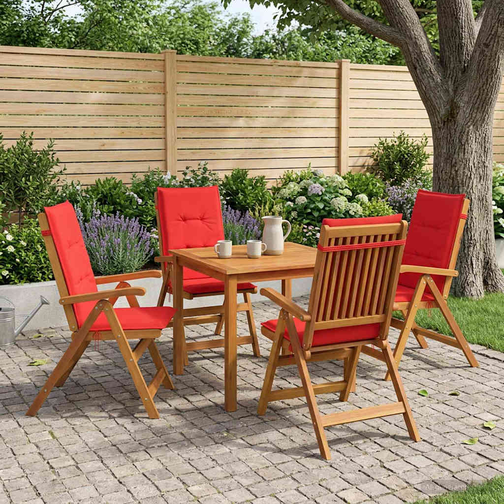 vidaXL 5-Piece Garden Dining Set 4-Seaters Red Solid Acacia Wood