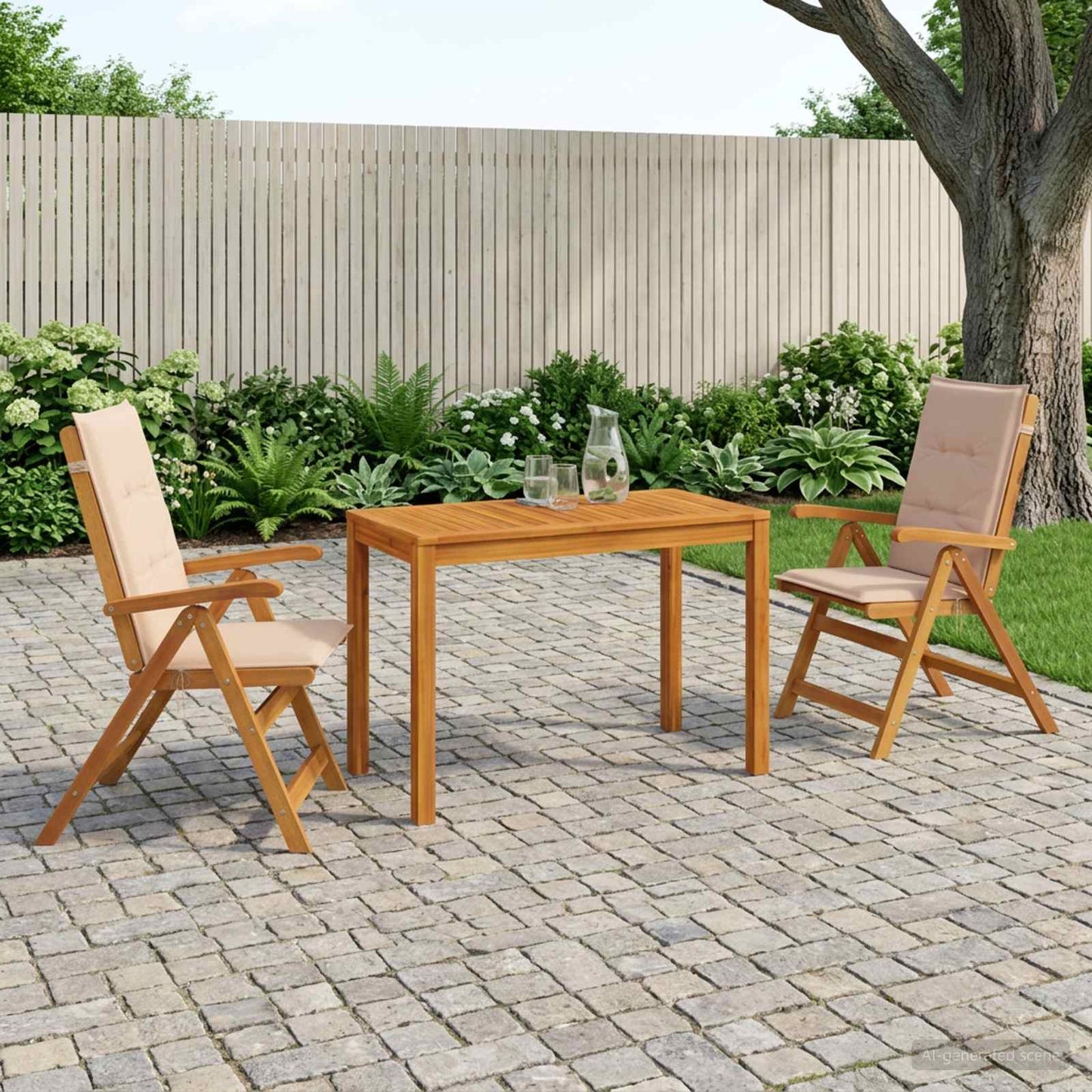 vidaXL 3-Piece Garden Dining Set 3 pcs Natural Solid Acacia Wood
