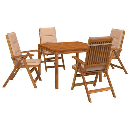 vidaXL 5-Piece Garden Dining Set 5 pcs Natural Solid Acacia Wood