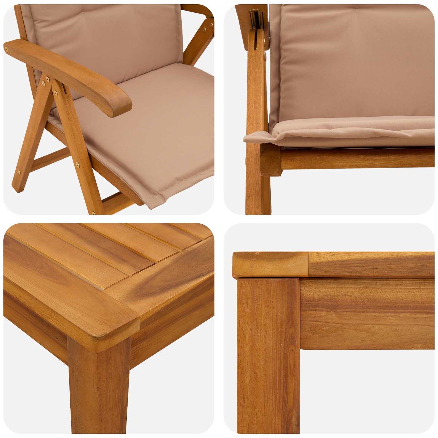 vidaXL 5-Piece Garden Dining Set 5 pcs Natural Solid Acacia Wood