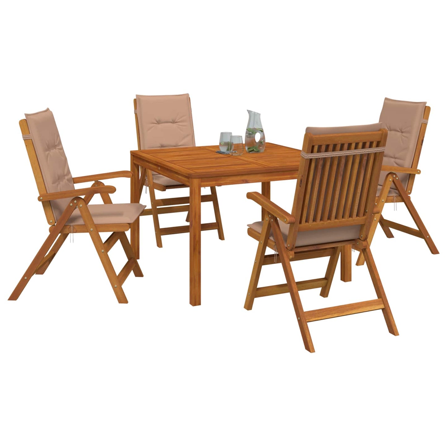 vidaXL 5-Piece Garden Dining Set 5 pcs Natural Solid Acacia Wood