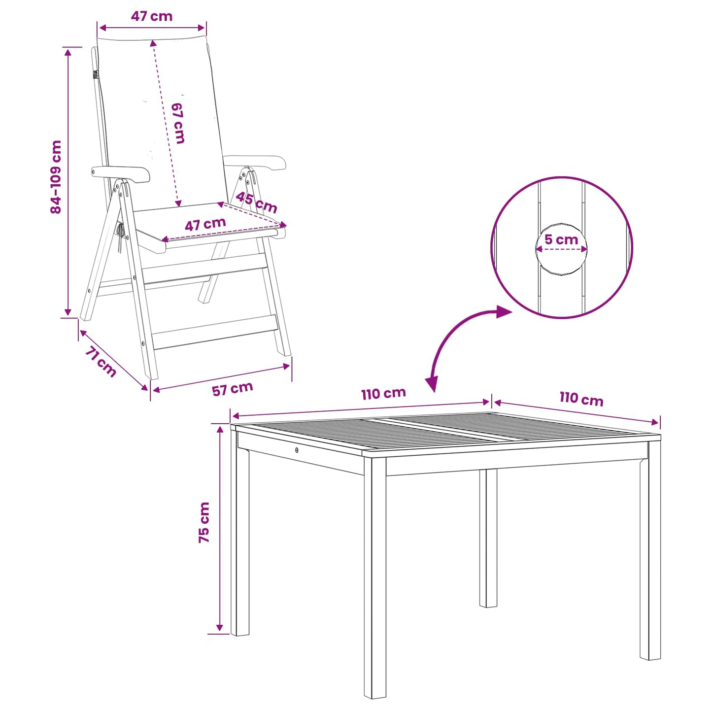 vidaXL 5-Piece Garden Dining Set 5 pcs Natural Solid Acacia Wood