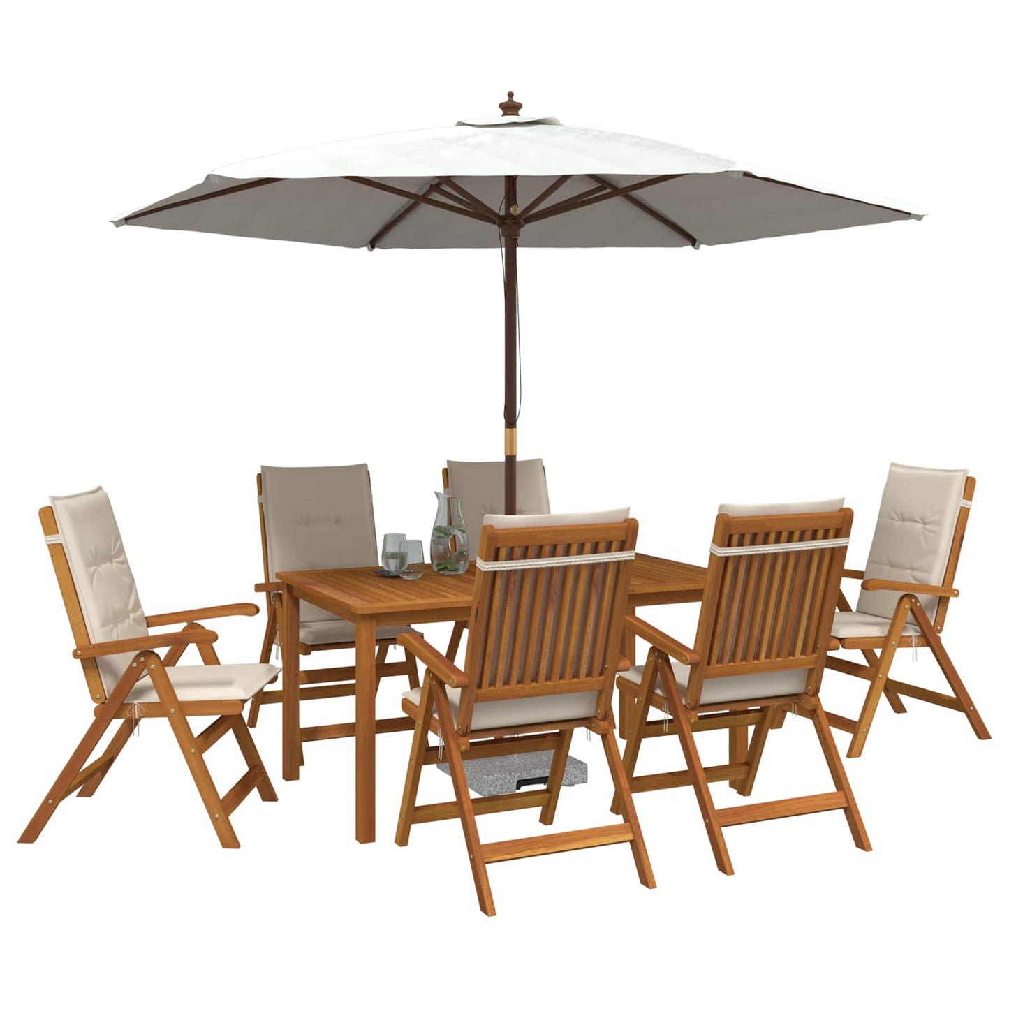 vidaXL 7-Piece Garden Dining Set 7 pcs Natural Solid Acacia Wood