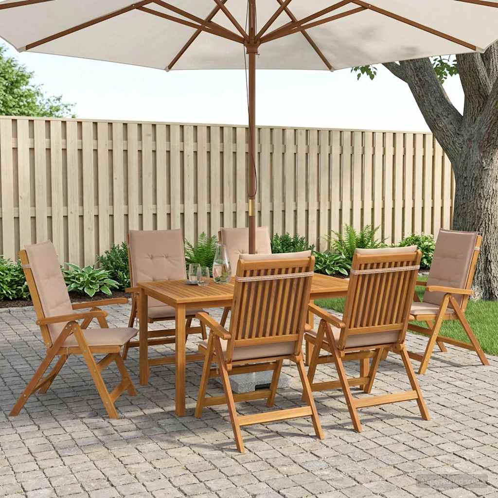 vidaXL 7-Piece Garden Dining Set 7 pcs Natural Solid Acacia Wood