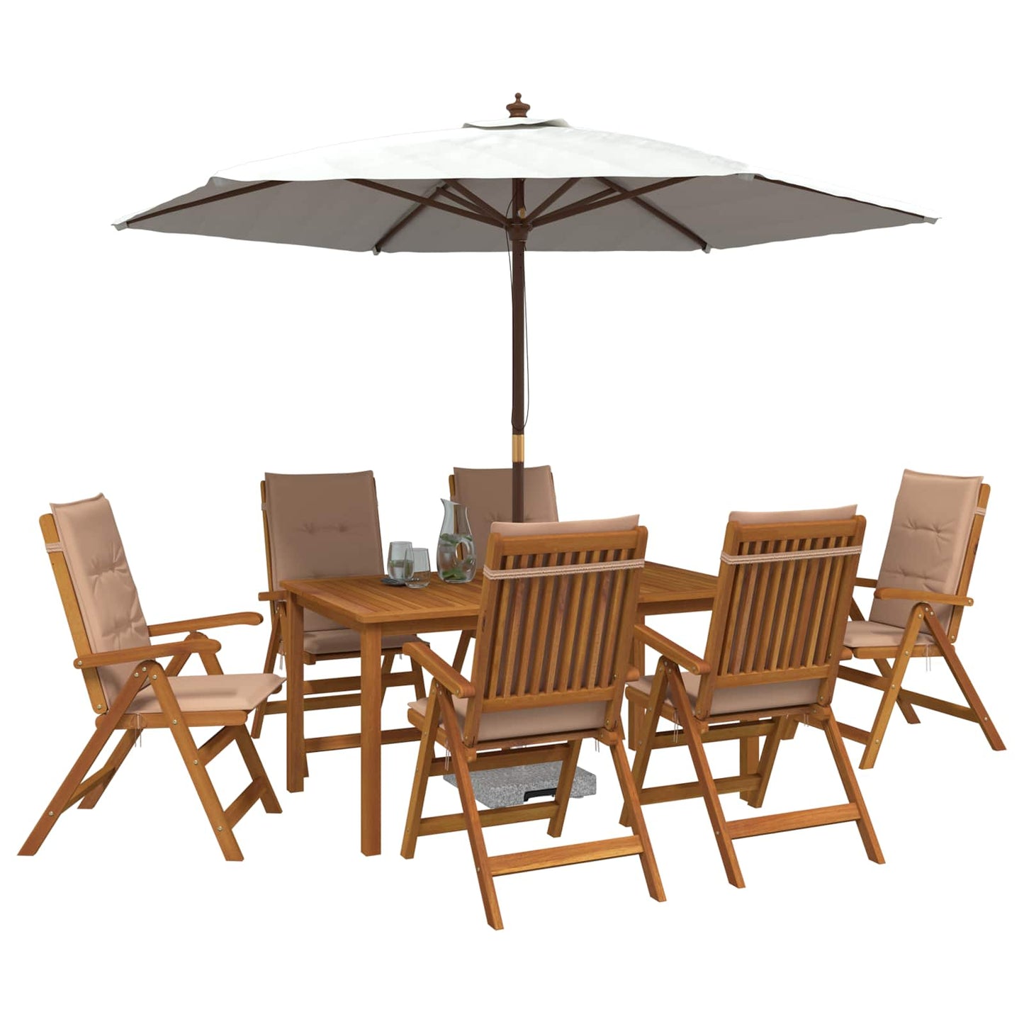 vidaXL 7-Piece Garden Dining Set 7 pcs Natural Solid Acacia Wood