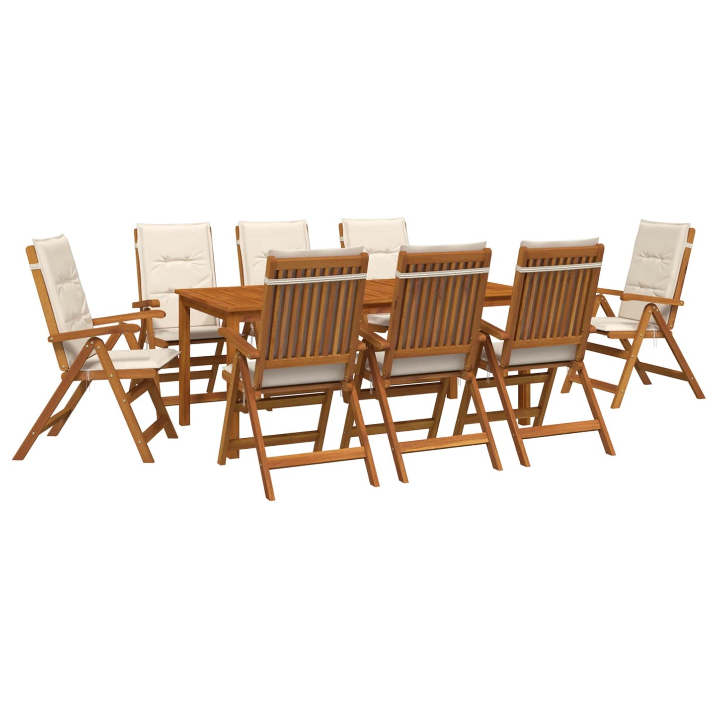 vidaXL 9-Piece Garden Dining Set 9 pcs Natural Solid Acacia Wood