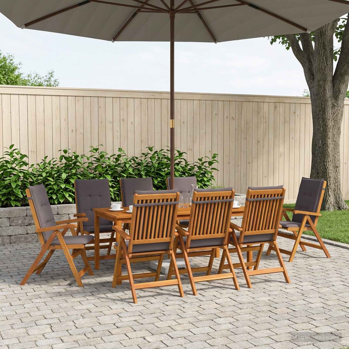 vidaXL 9-Piece Garden Dining Set 9 pcs Natural Solid Acacia Wood