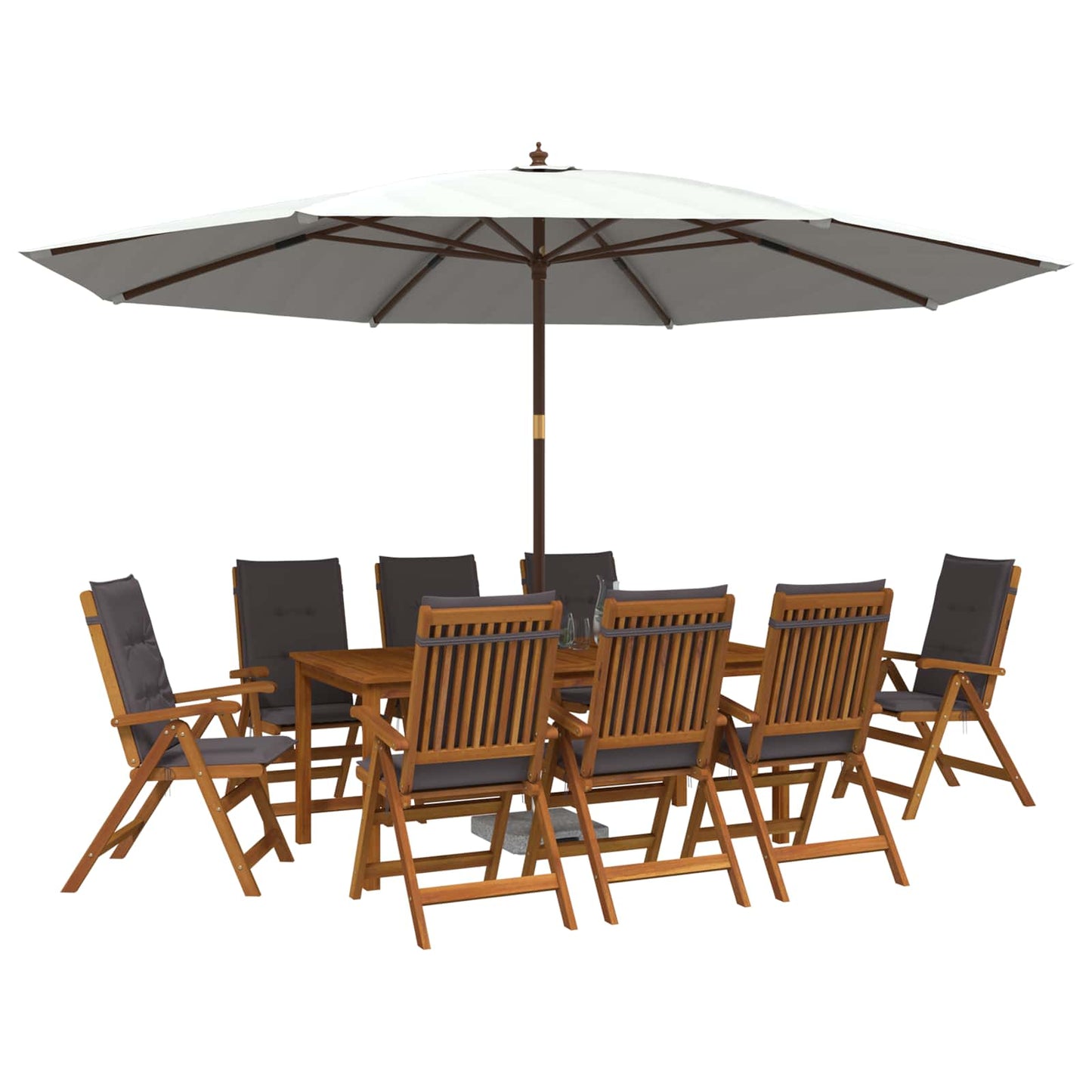 vidaXL 9-Piece Garden Dining Set 9 pcs Natural Solid Acacia Wood