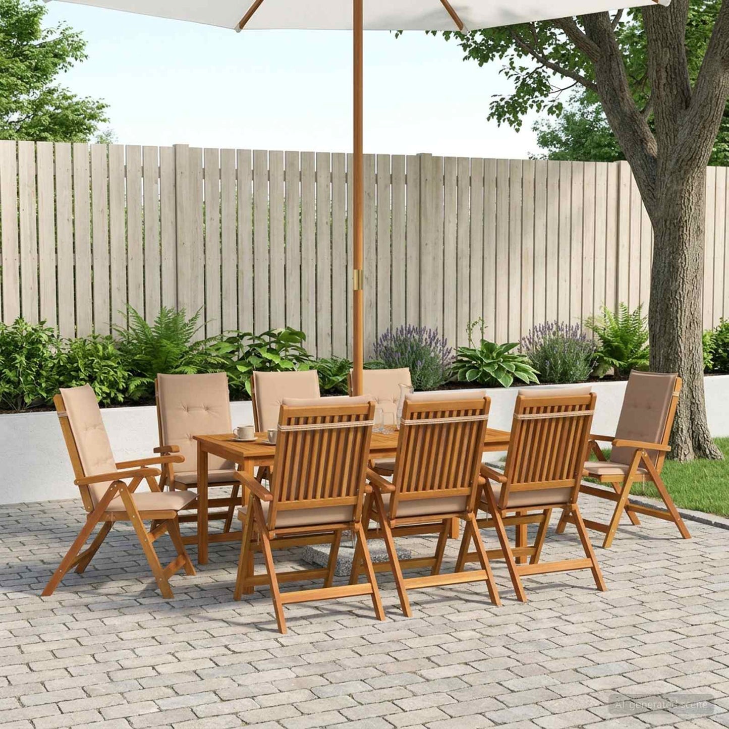 vidaXL 9-Piece Garden Dining Set 9 pcs Natural Solid Acacia Wood