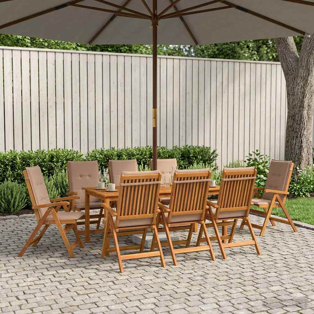 vidaXL 9-Piece Garden Dining Set 9 pcs Natural Solid Acacia Wood