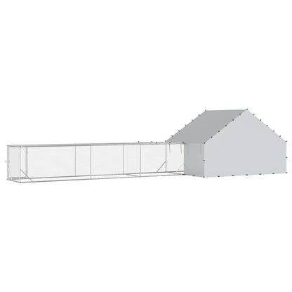 vidaXL Chicken Coop with Roof and Yard 2 pcs Silver 800 x 200 x 190 cm