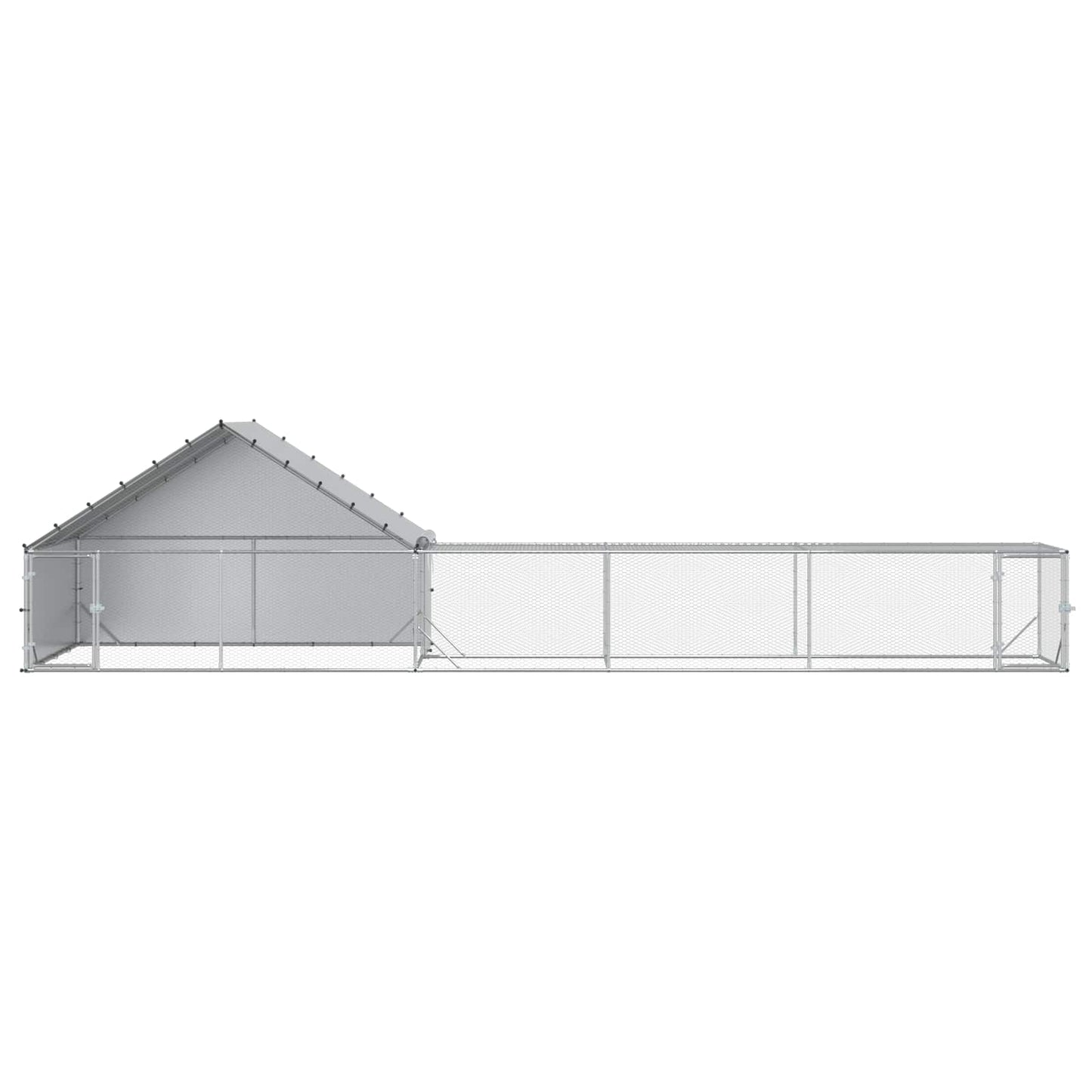 vidaXL Chicken Coop with Roof and Yard 2 pcs Silver 800 x 200 x 190 cm