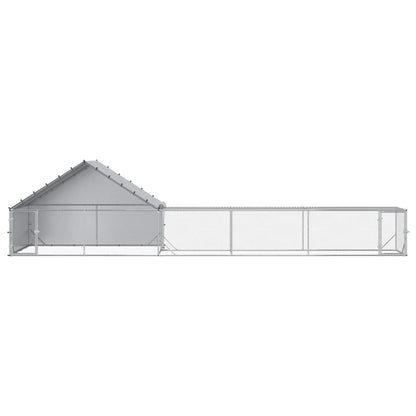 vidaXL Chicken Coop with Roof and Yard 2 pcs Silver 800 x 200 x 190 cm