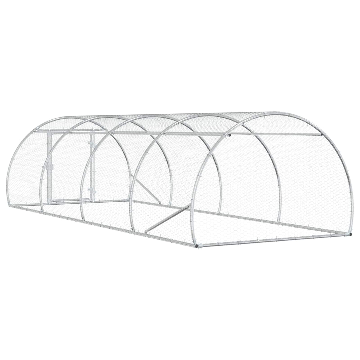 vidaXL Chicken Coop Silver 400 x 150 x 100 cm Galvanised Steel
