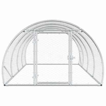 vidaXL Chicken Coop Silver 400 x 150 x 100 cm Galvanised Steel