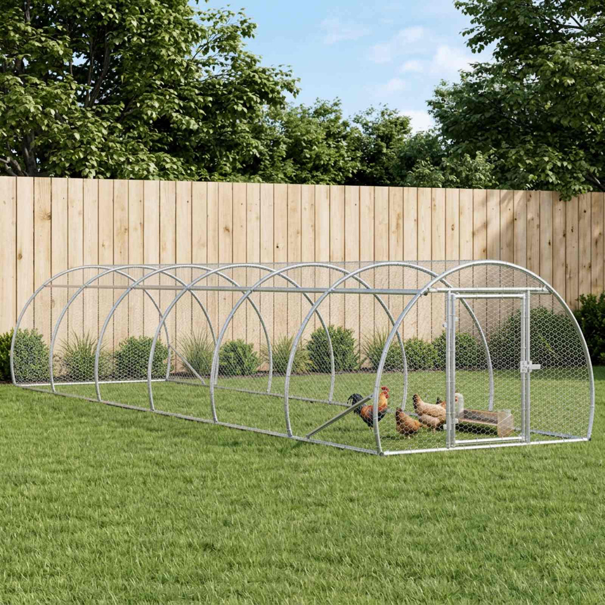 vidaXL Chicken Coop Silver 600 x 150 x 100 cm Galvanised Steel